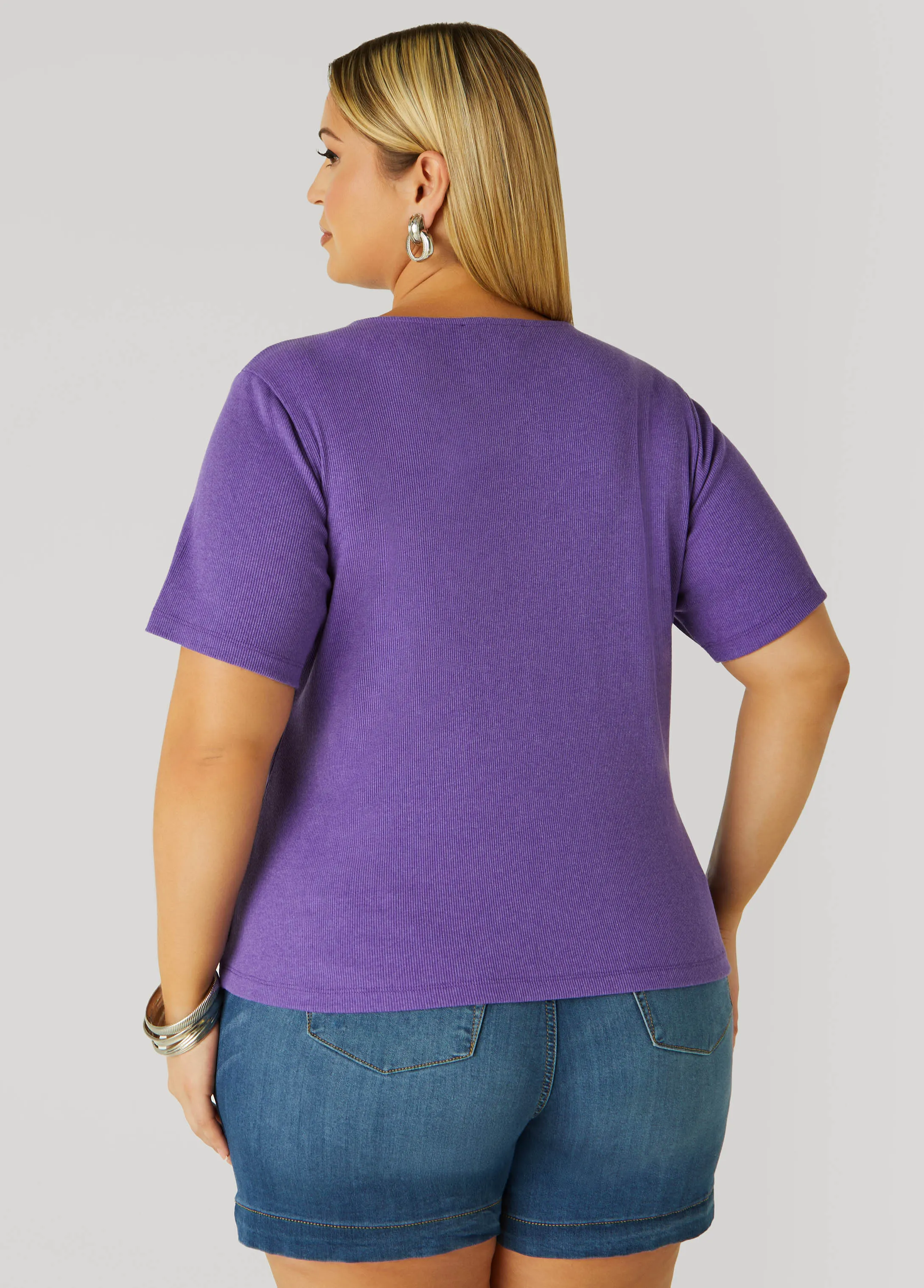 Crystal Keyhole Ribbed Top