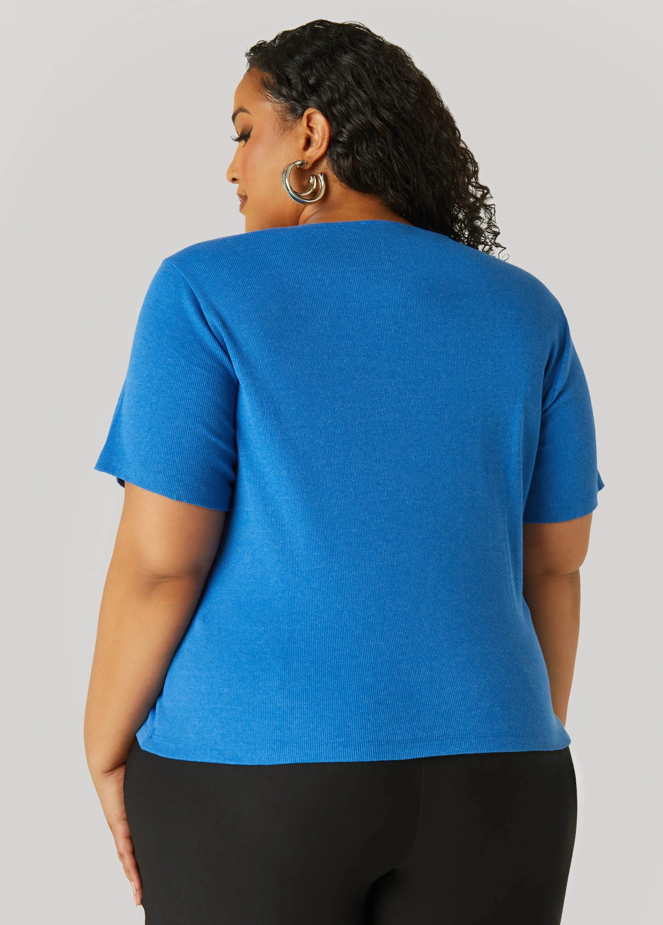 Crystal Keyhole Ribbed Top
