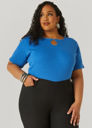 Crystal Keyhole Ribbed Top