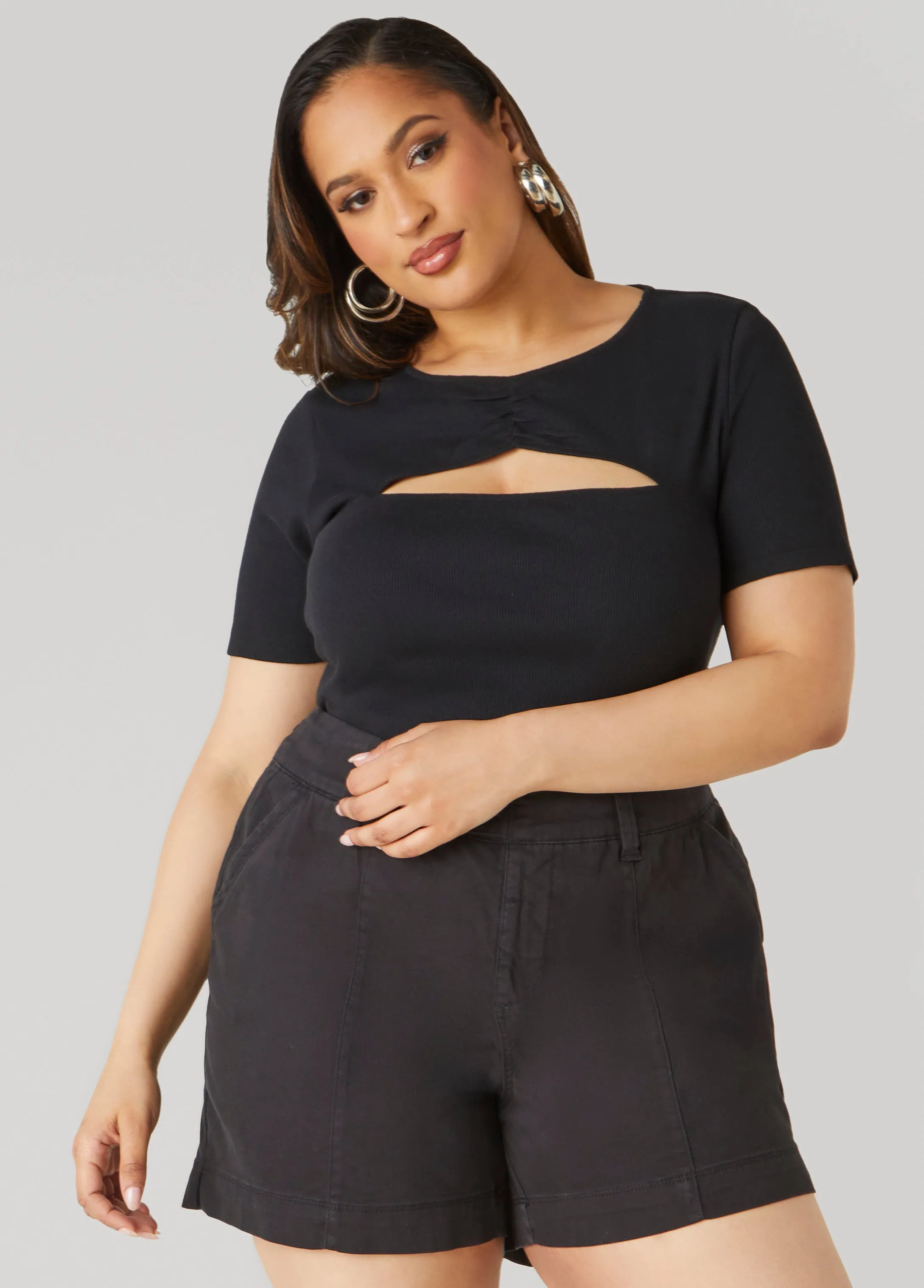Cutout Ribbed Tee