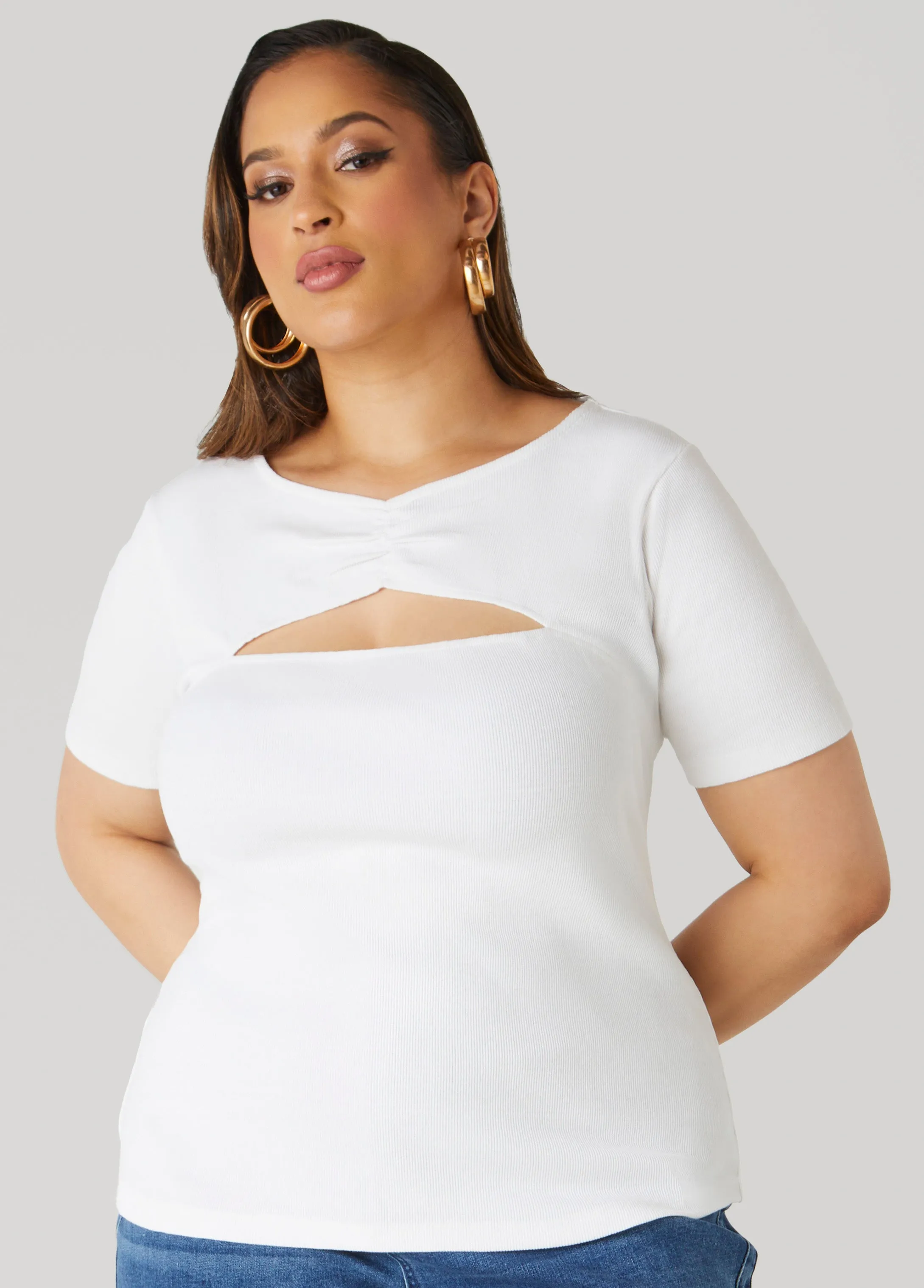 Cutout Ribbed Tee
