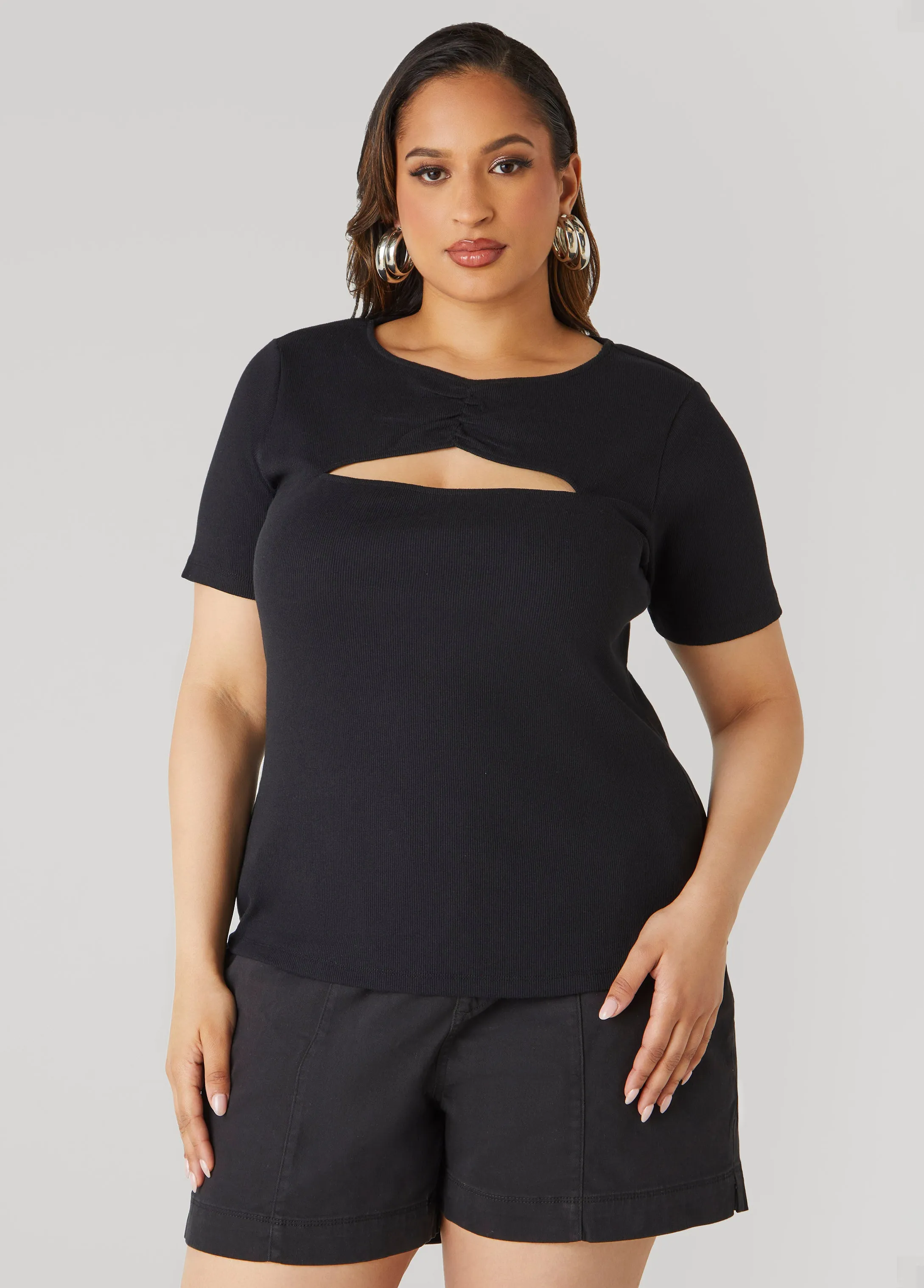 Cutout Ribbed Tee