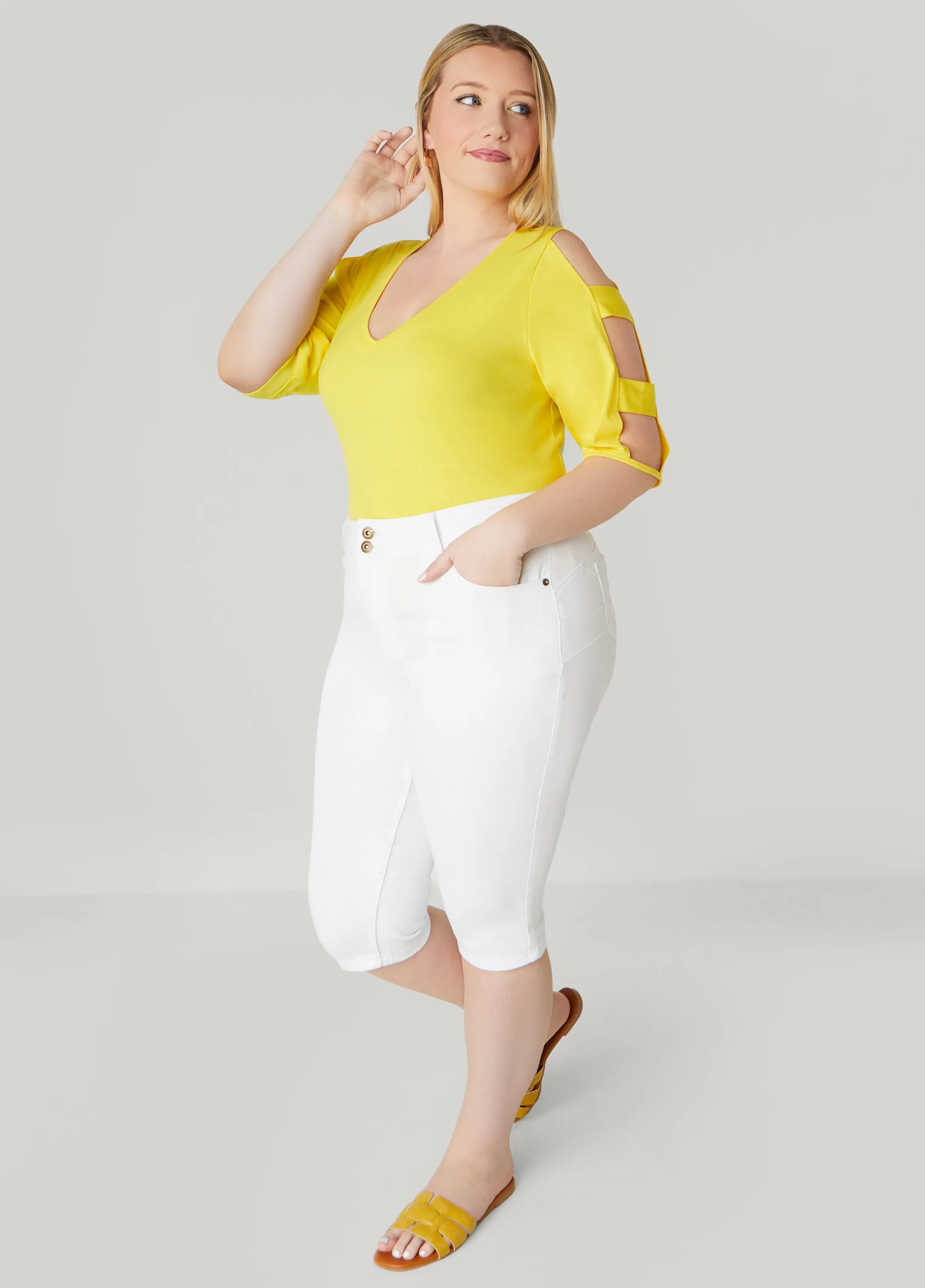 Cutout Sleeve Jersey Top