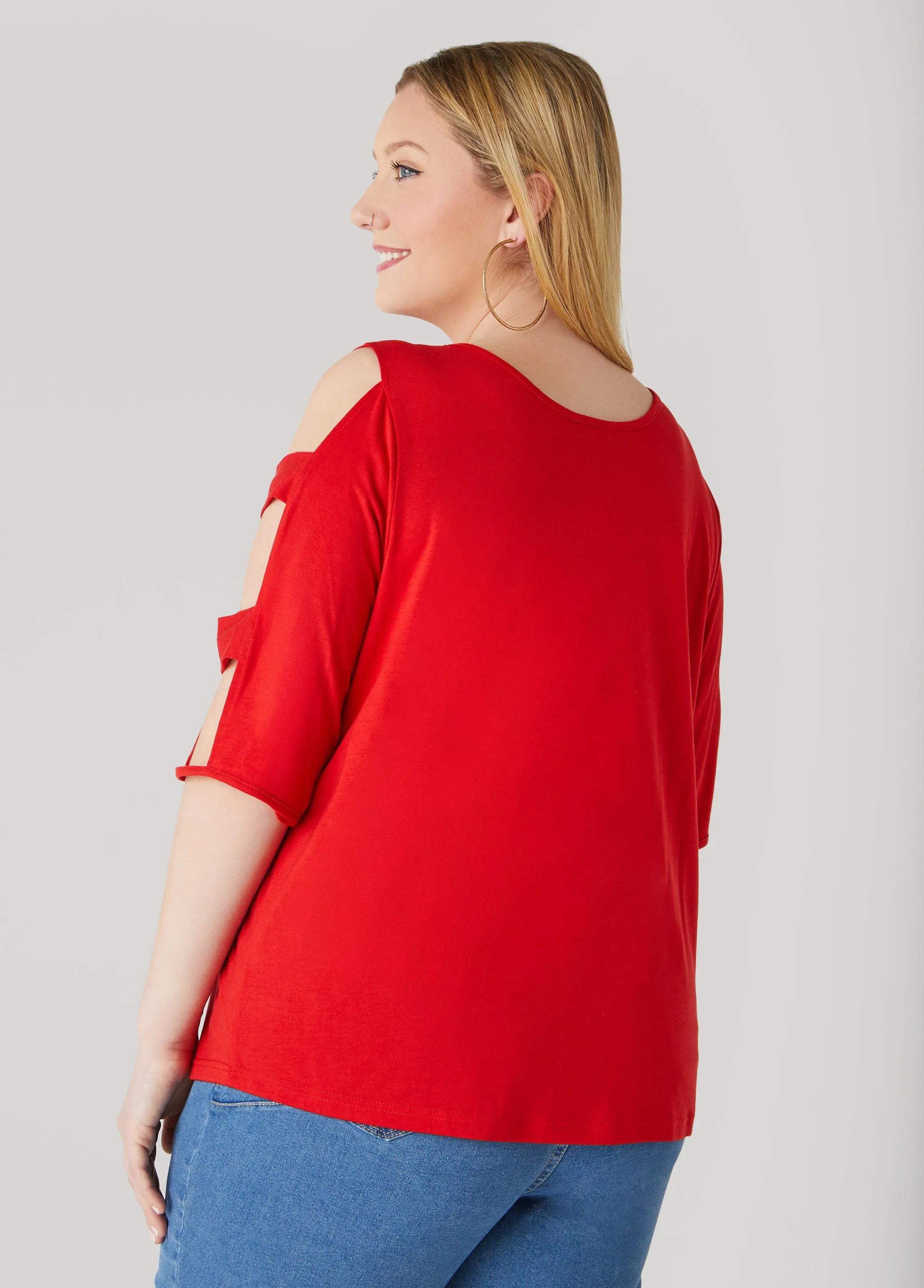 Cutout Sleeve Jersey Top