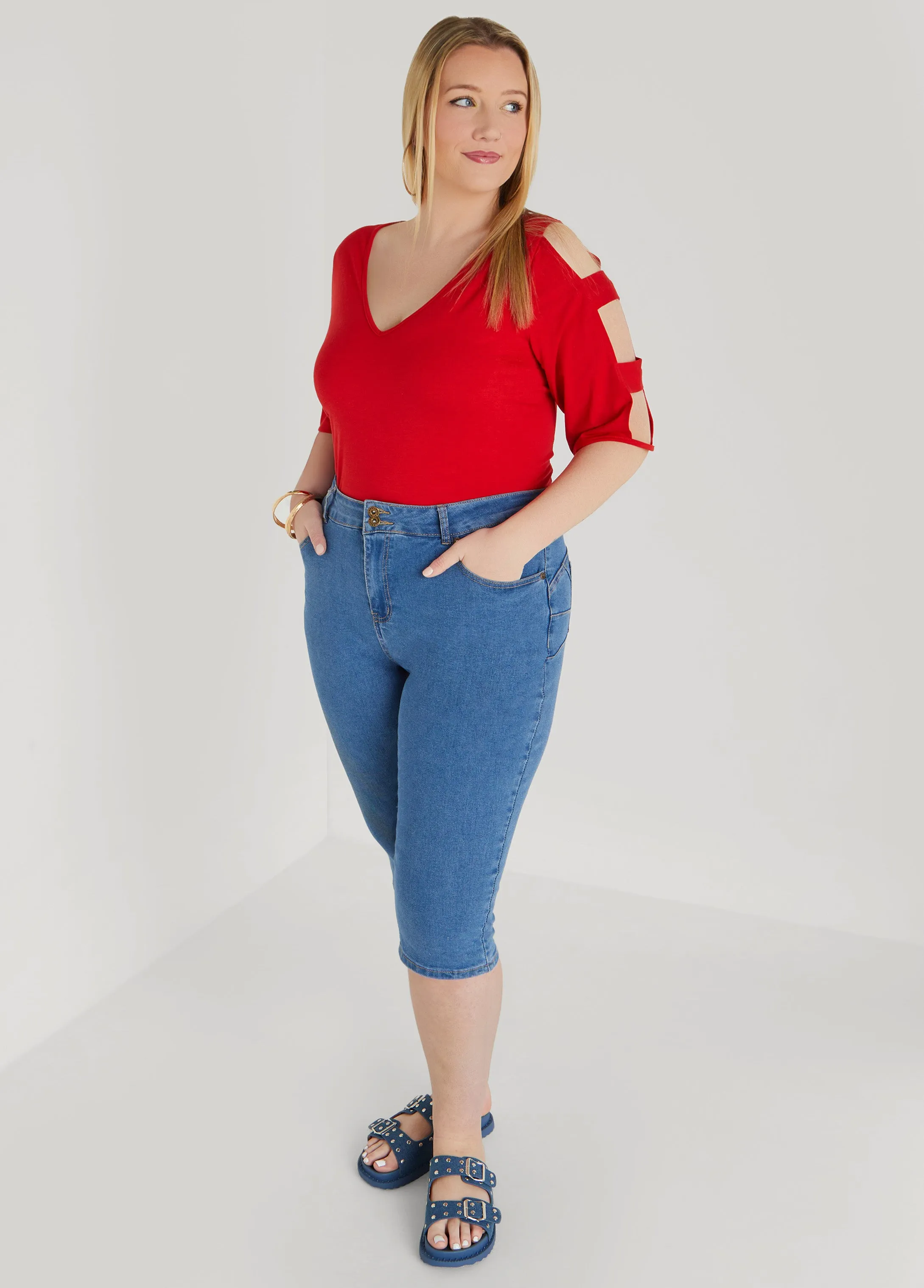 Cutout Sleeve Jersey Top