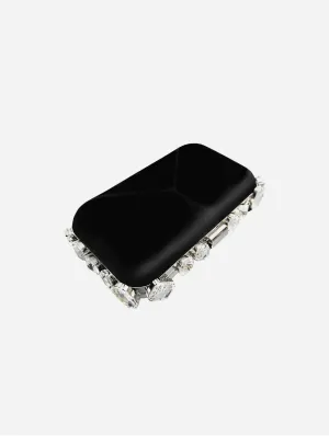 Diamond River Vegan Clutch Bag | Black & Crystal