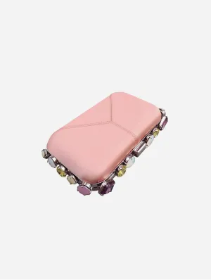 Diamond River Vegan Clutch Bag | Pink & Coloured Crystal