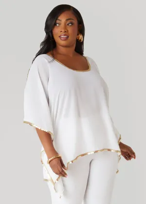 Embellished Cold Shoulder Blouse