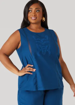 Embroidered Cotton And Linen Top