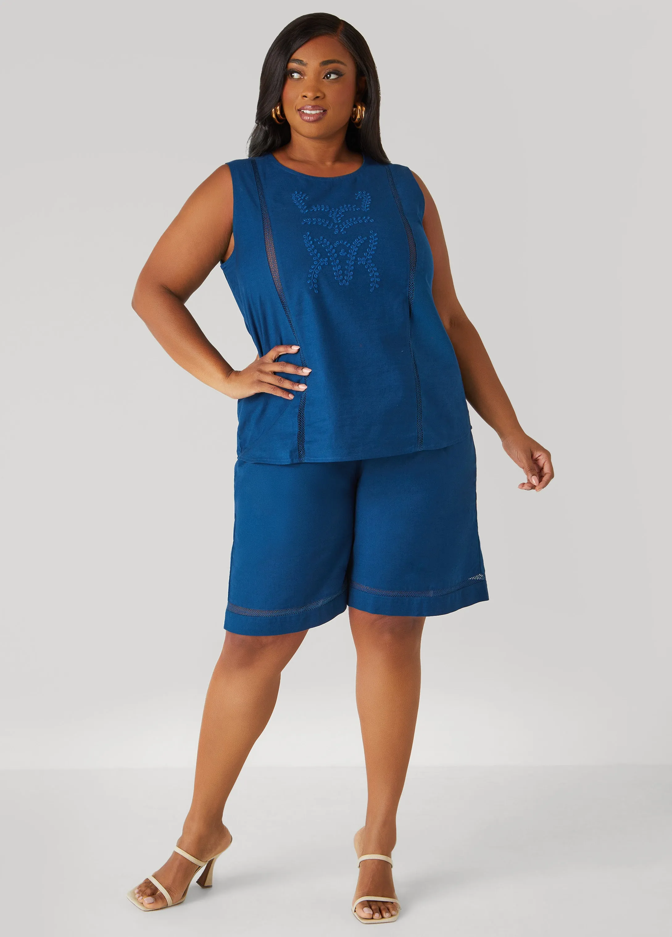 Embroidered Cotton And Linen Top