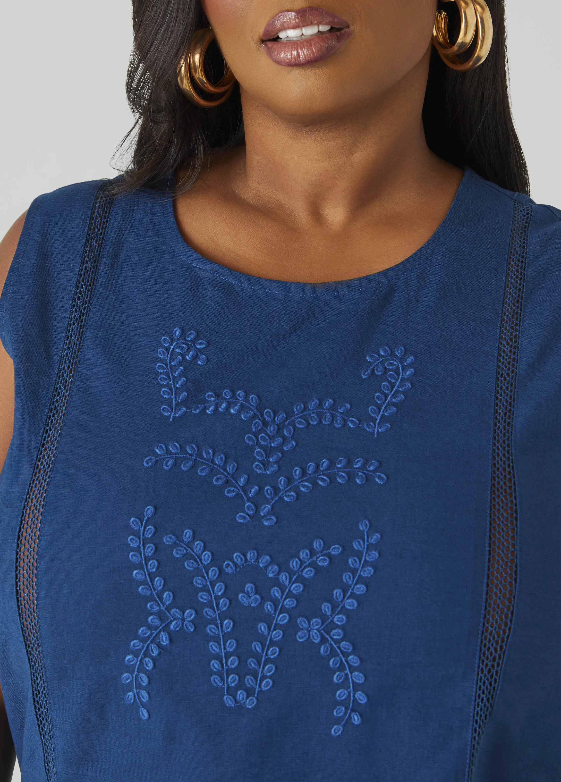 Embroidered Cotton And Linen Top