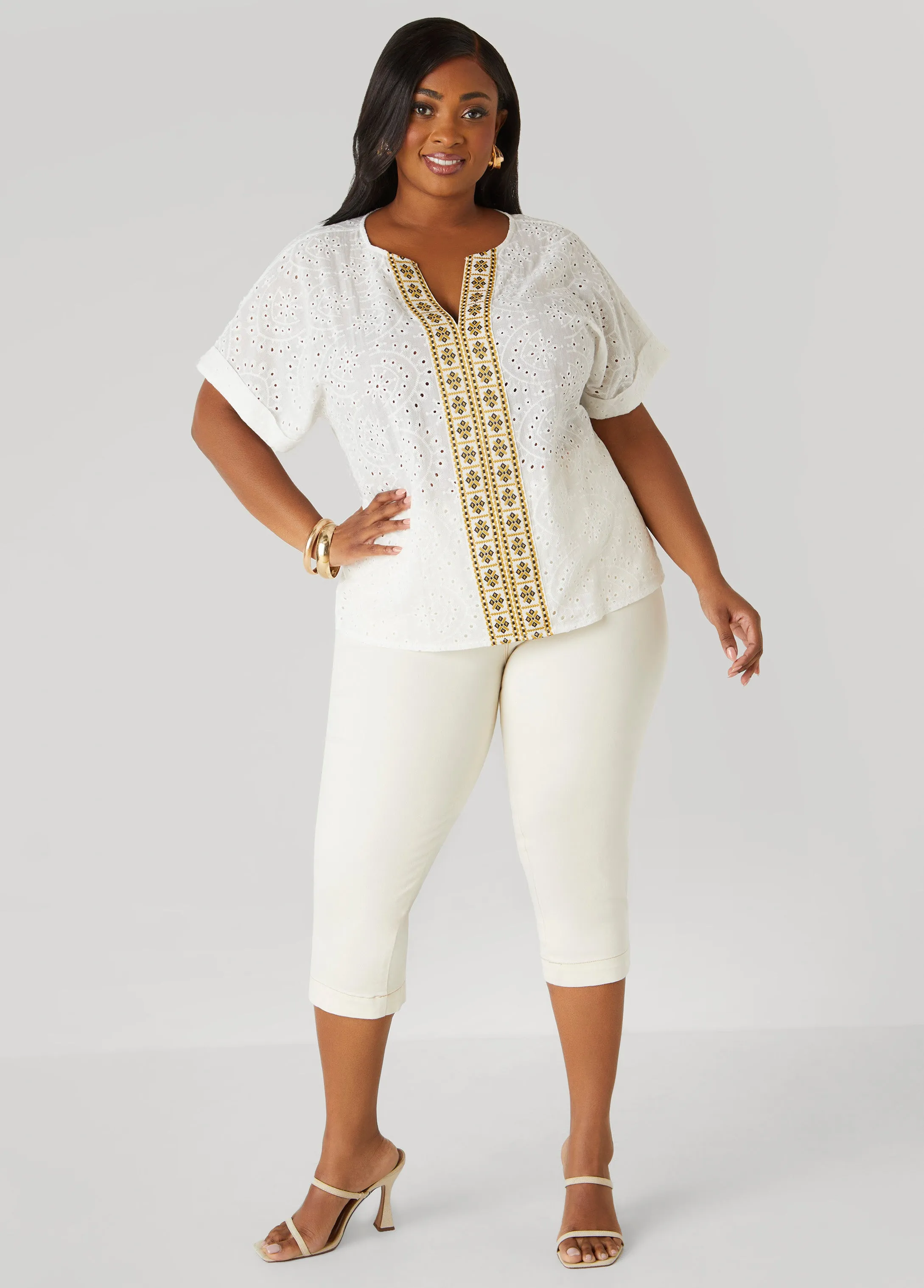 Embroidered Eyelet Top
