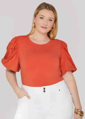 Embroidered Puff Sleeved Tee