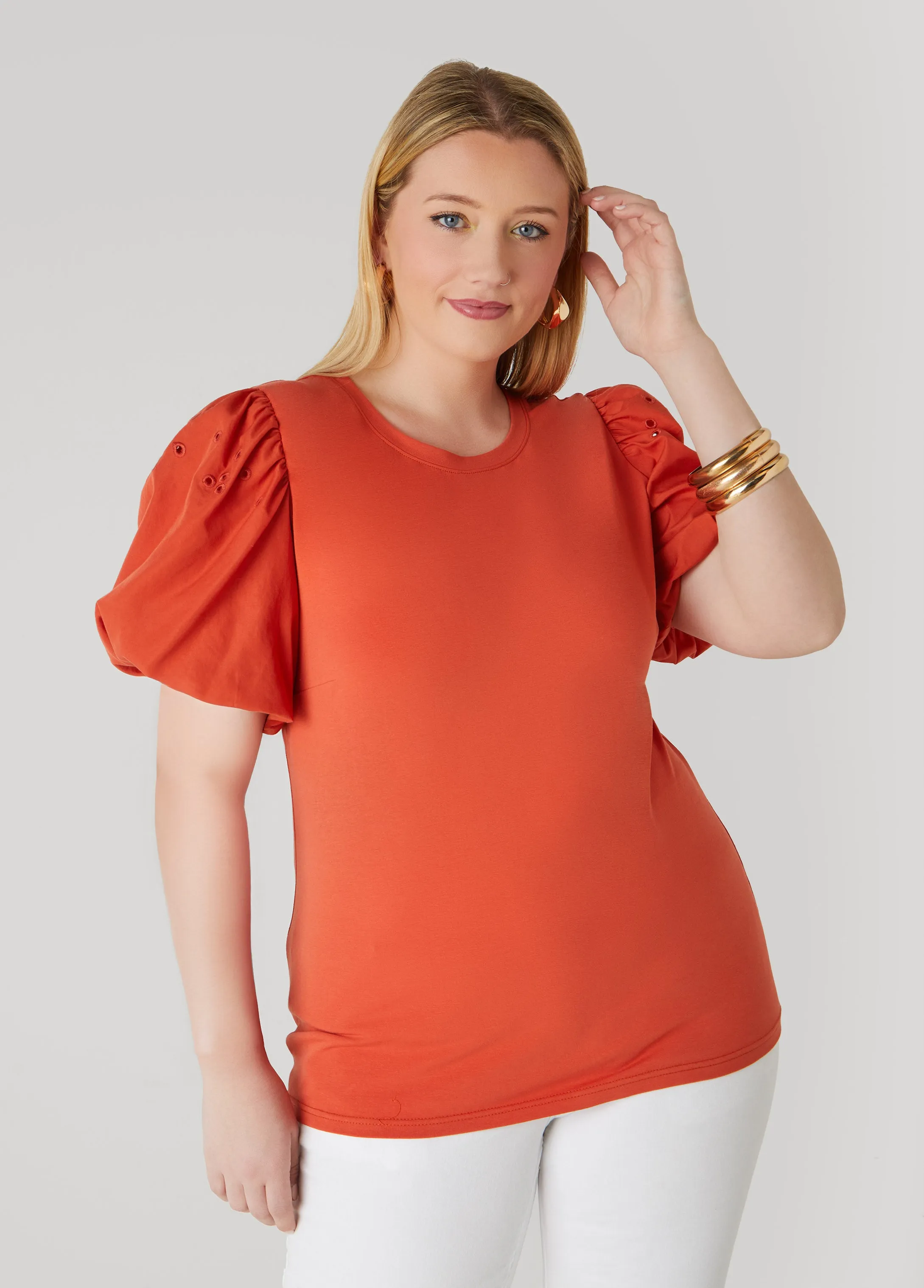 Embroidered Puff Sleeved Tee