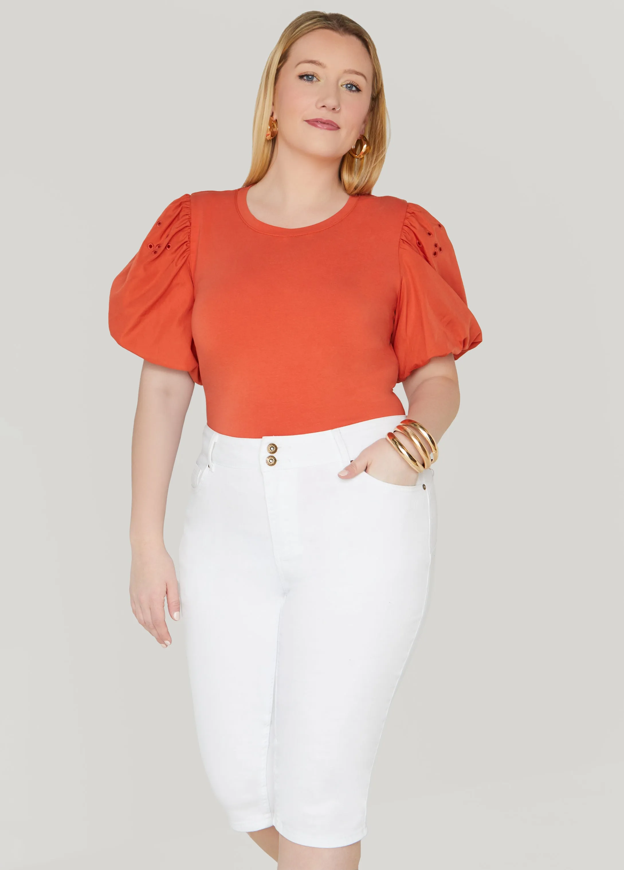 Embroidered Puff Sleeved Tee