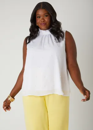 Faux Pearl Crepe Blouse