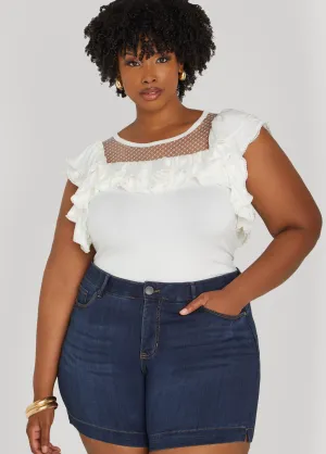 Faux Pearl Mesh Paneled Top