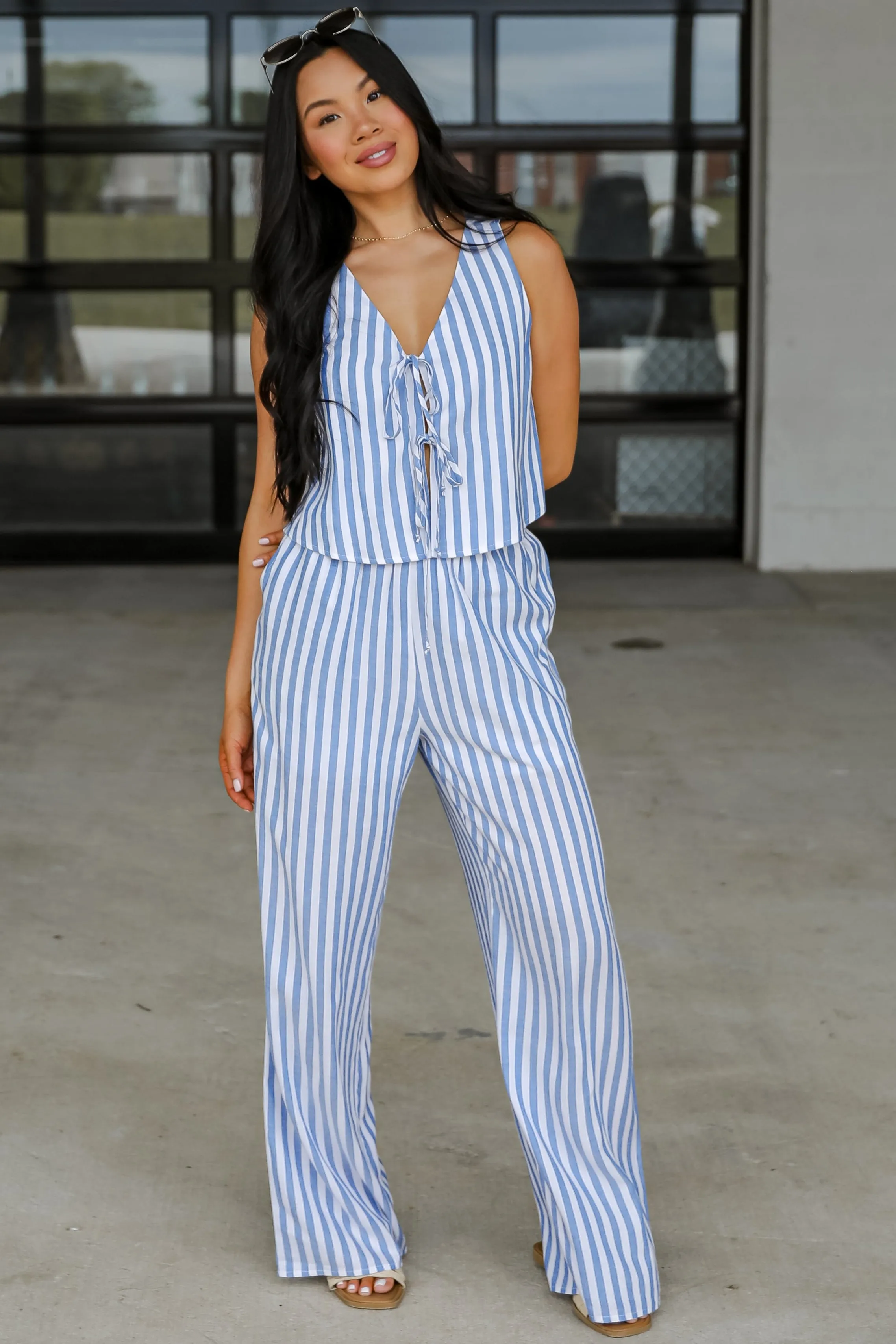 FINAL SALE - Make It Last Navy Striped Pants - DU DEAL