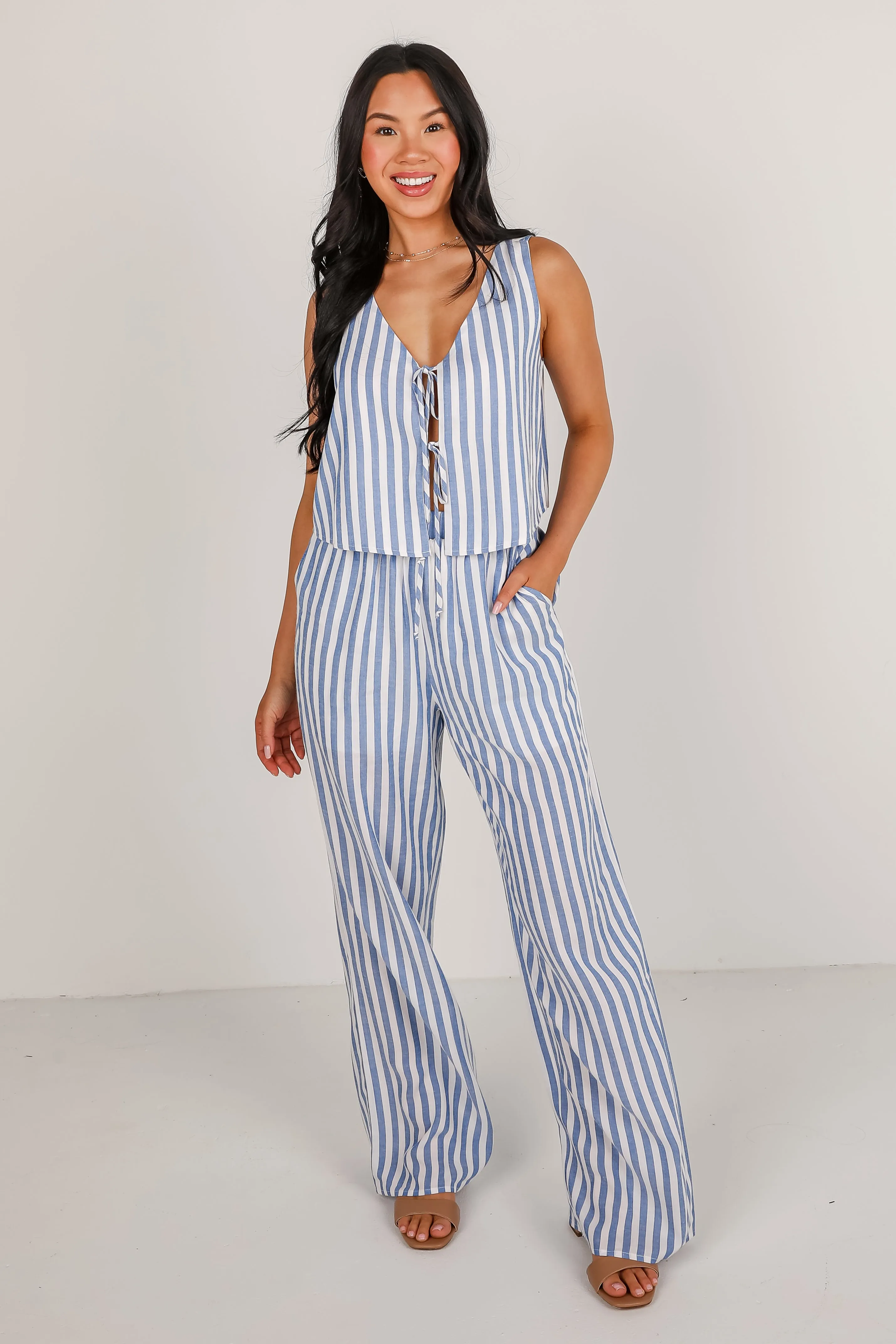 FINAL SALE - Make It Last Navy Striped Pants - DU DEAL