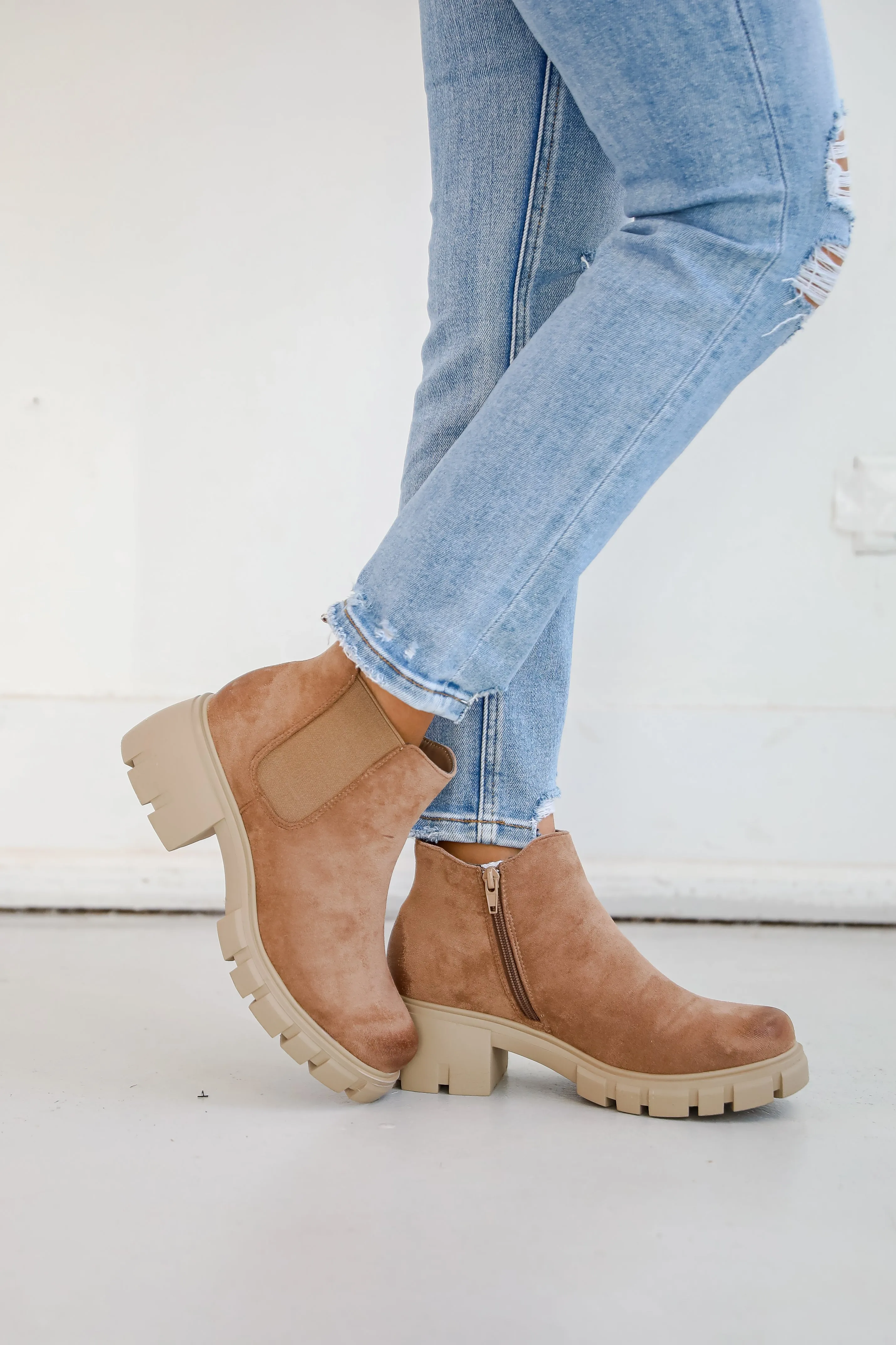FINAL SALE - Walk It Out Taupe Platform Booties