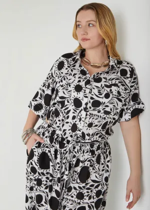 Floral Tie Front Cotton Shirt
