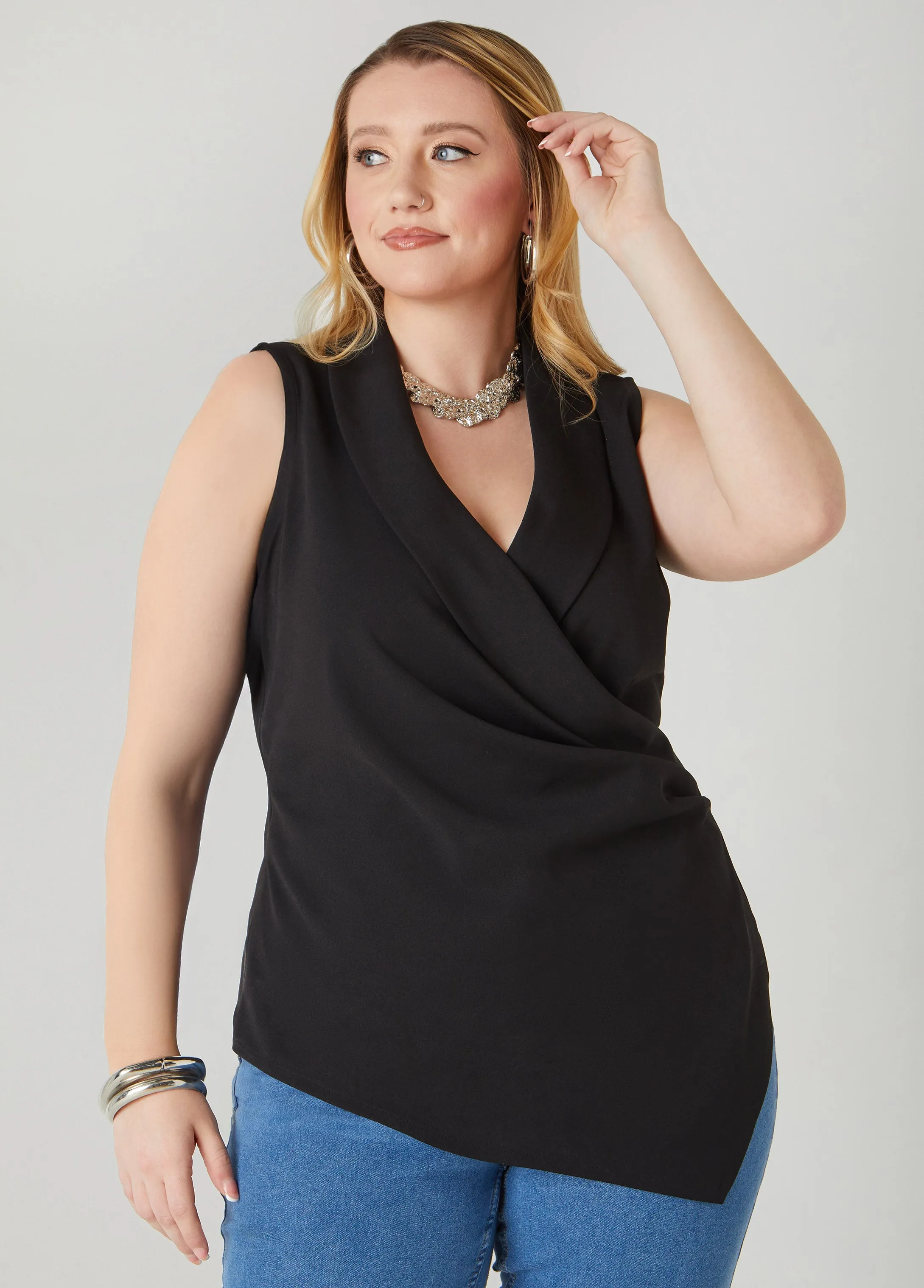 Gathered Faux Wrap Top