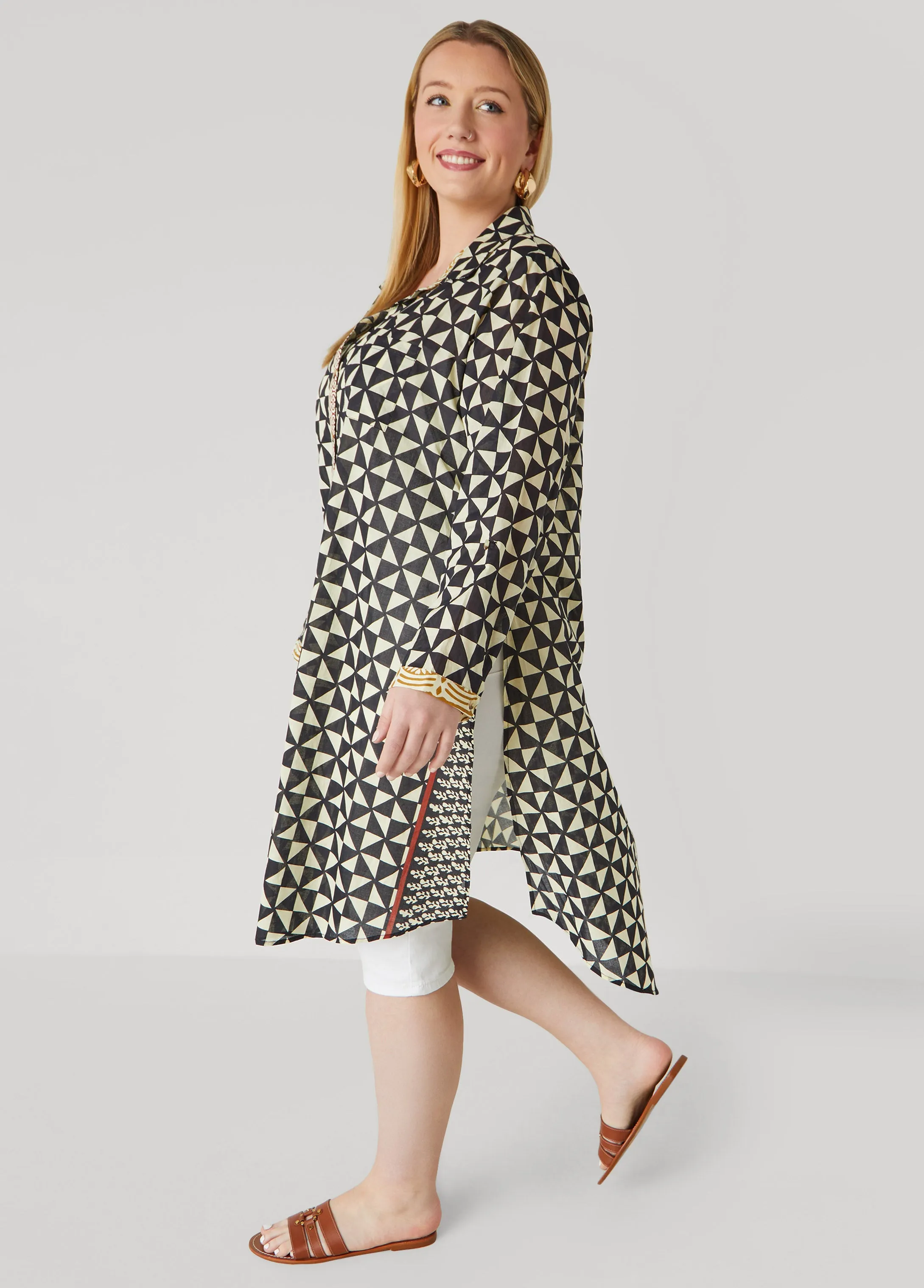 Geo Cotton Duster Shirt