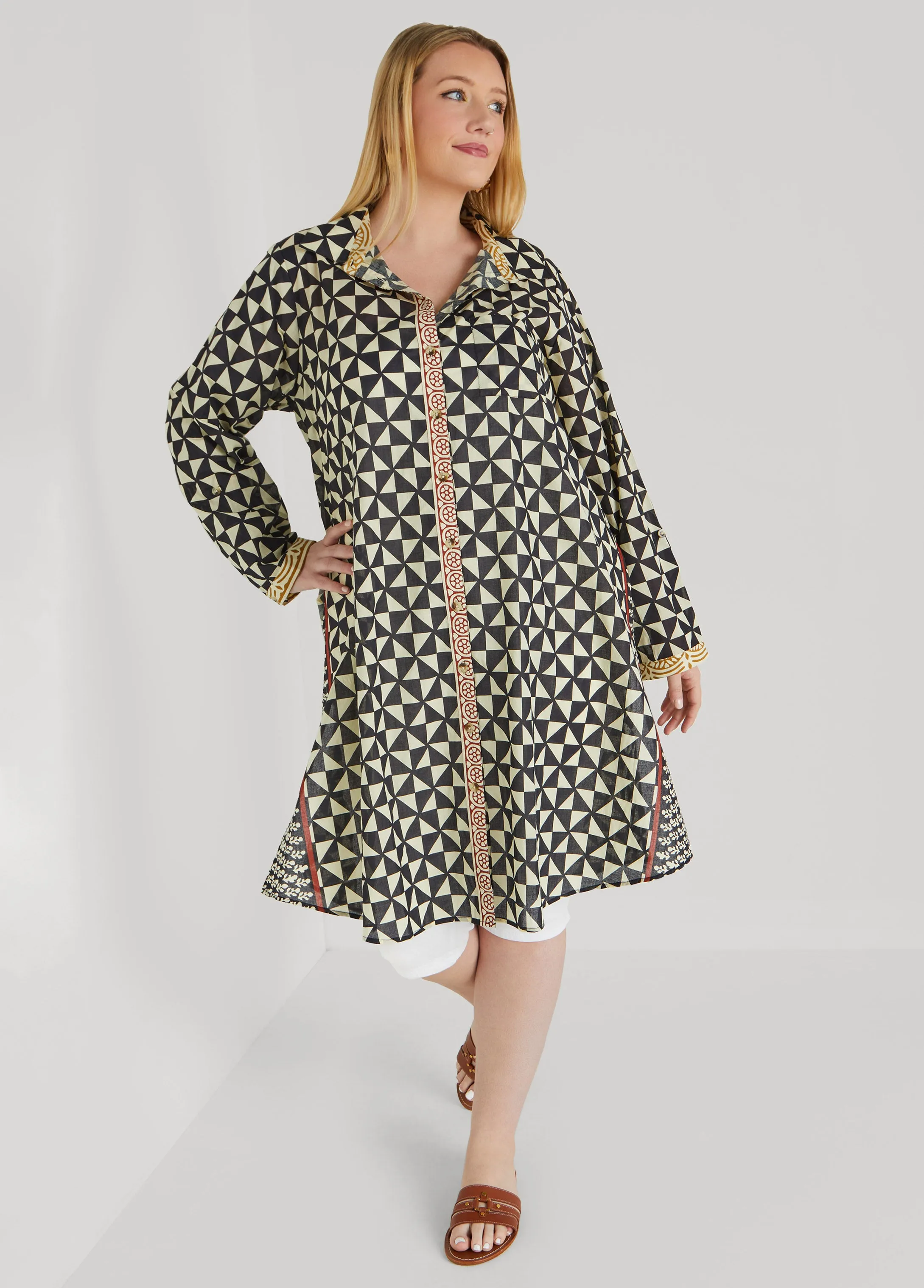 Geo Cotton Duster Shirt
