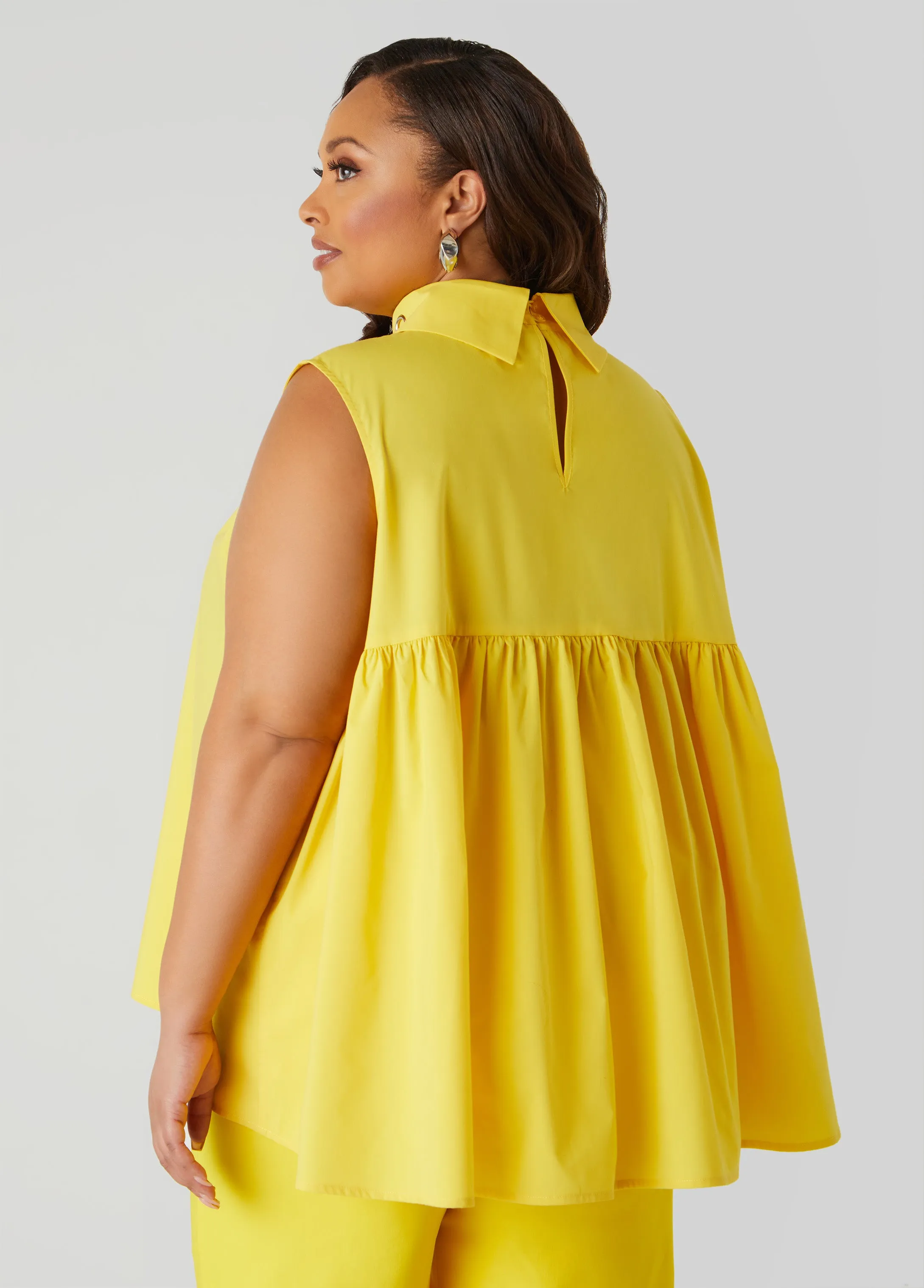 Grommet Embellished Poplin Blouse