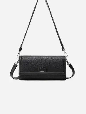 Krista Vegan Leather  Shoulder Bag | Black Pebbled