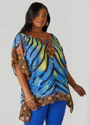 Lace Up Printed Tunic
