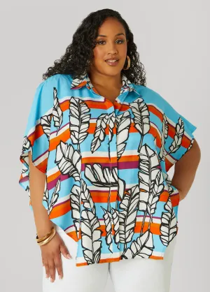 Layered Feather Print Shirt