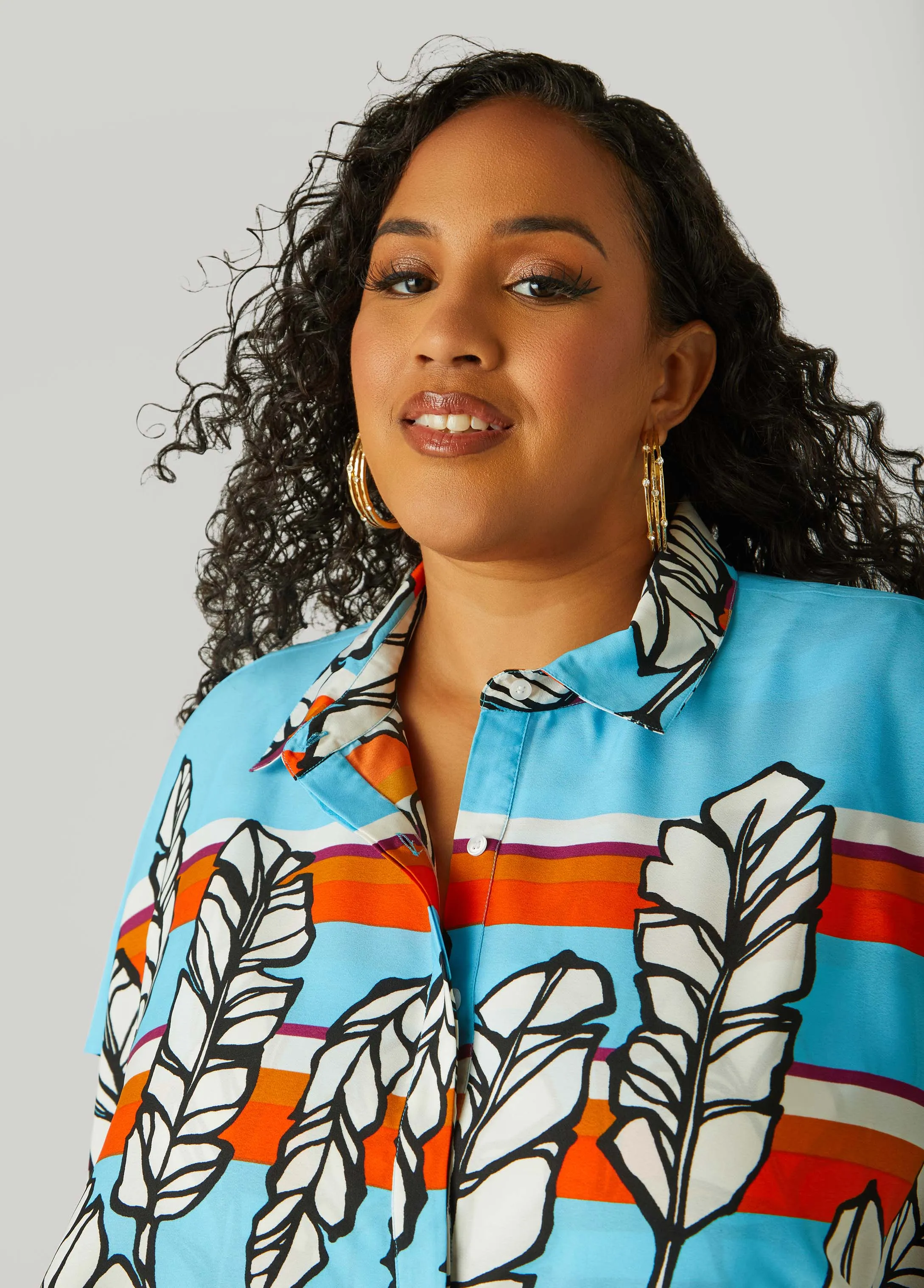 Layered Feather Print Shirt