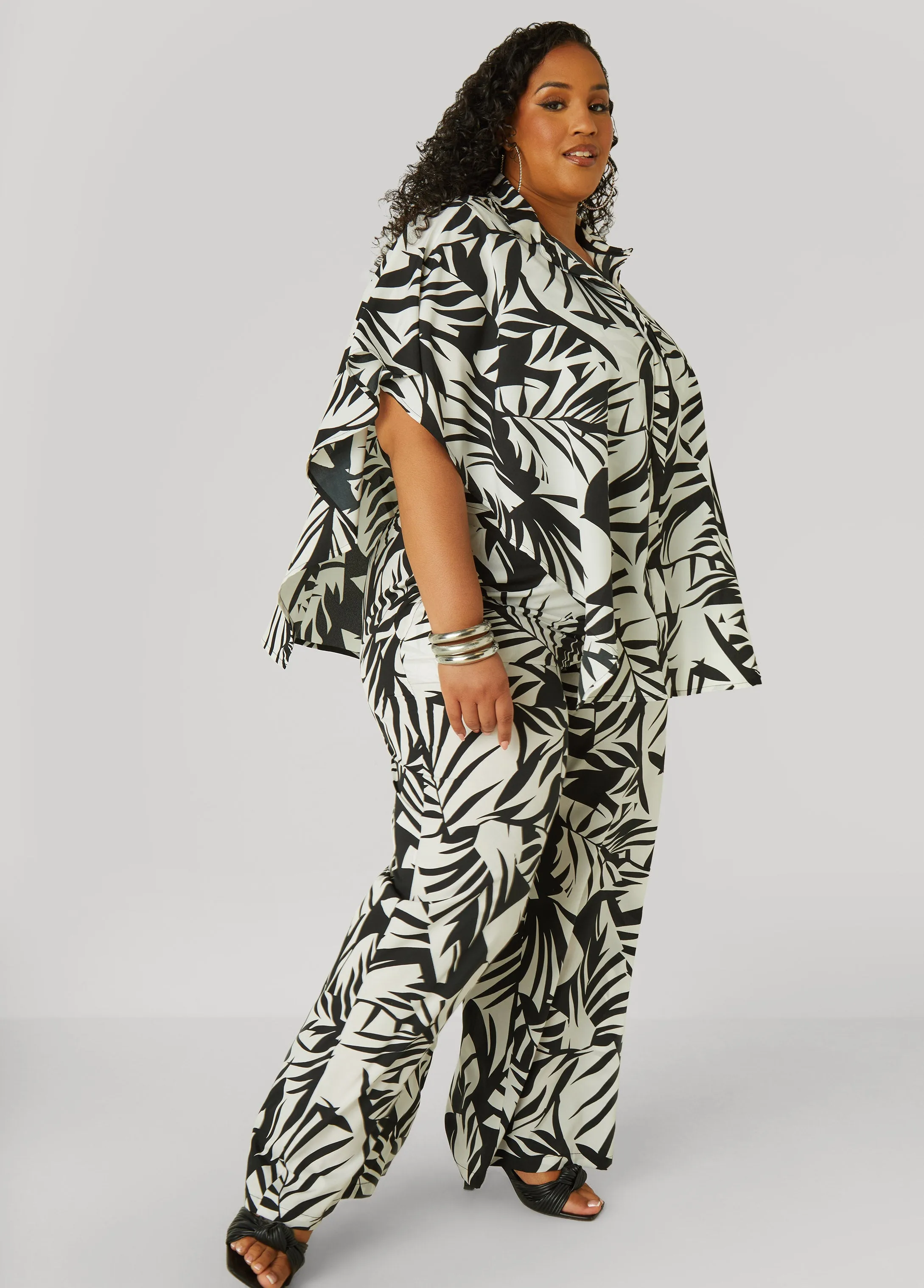 Layered Leaf Print Shirt