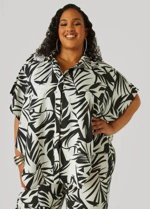 Layered Leaf Print Shirt