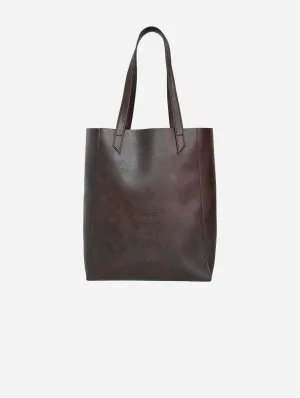 Lite Vegan Leather Everyday Tote Bag | Chocolate