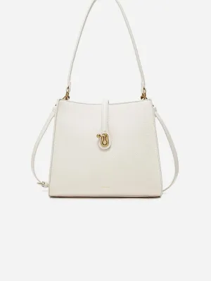 Lock Vegan Leather Shoulder Bag | Coconut Cream Pebbled
