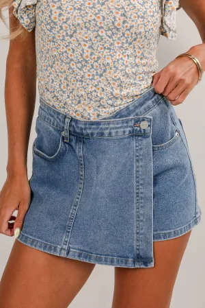 Looking For It Medium Wash Denim Skort
