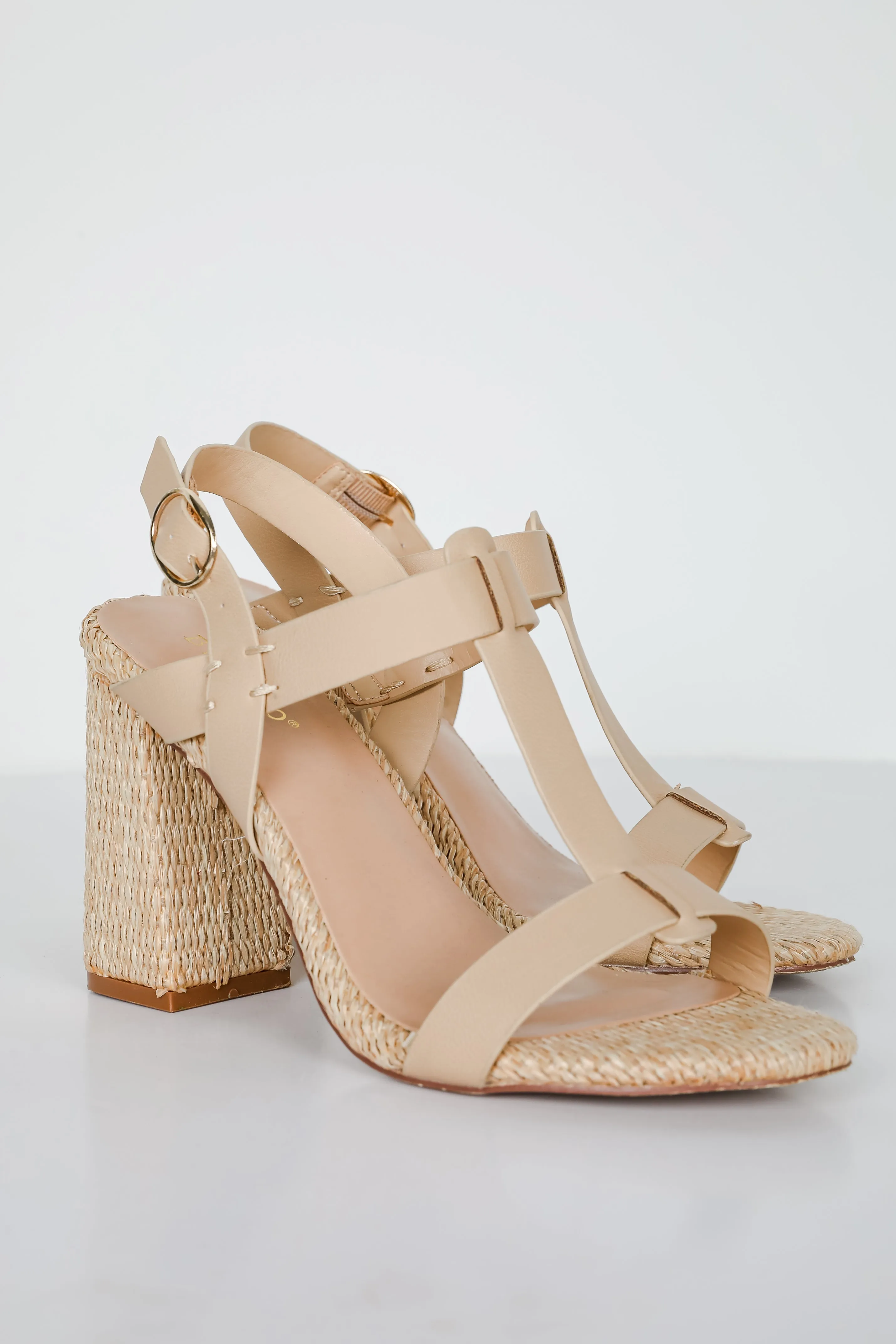 Lovely Steps Natural Raffia Heels