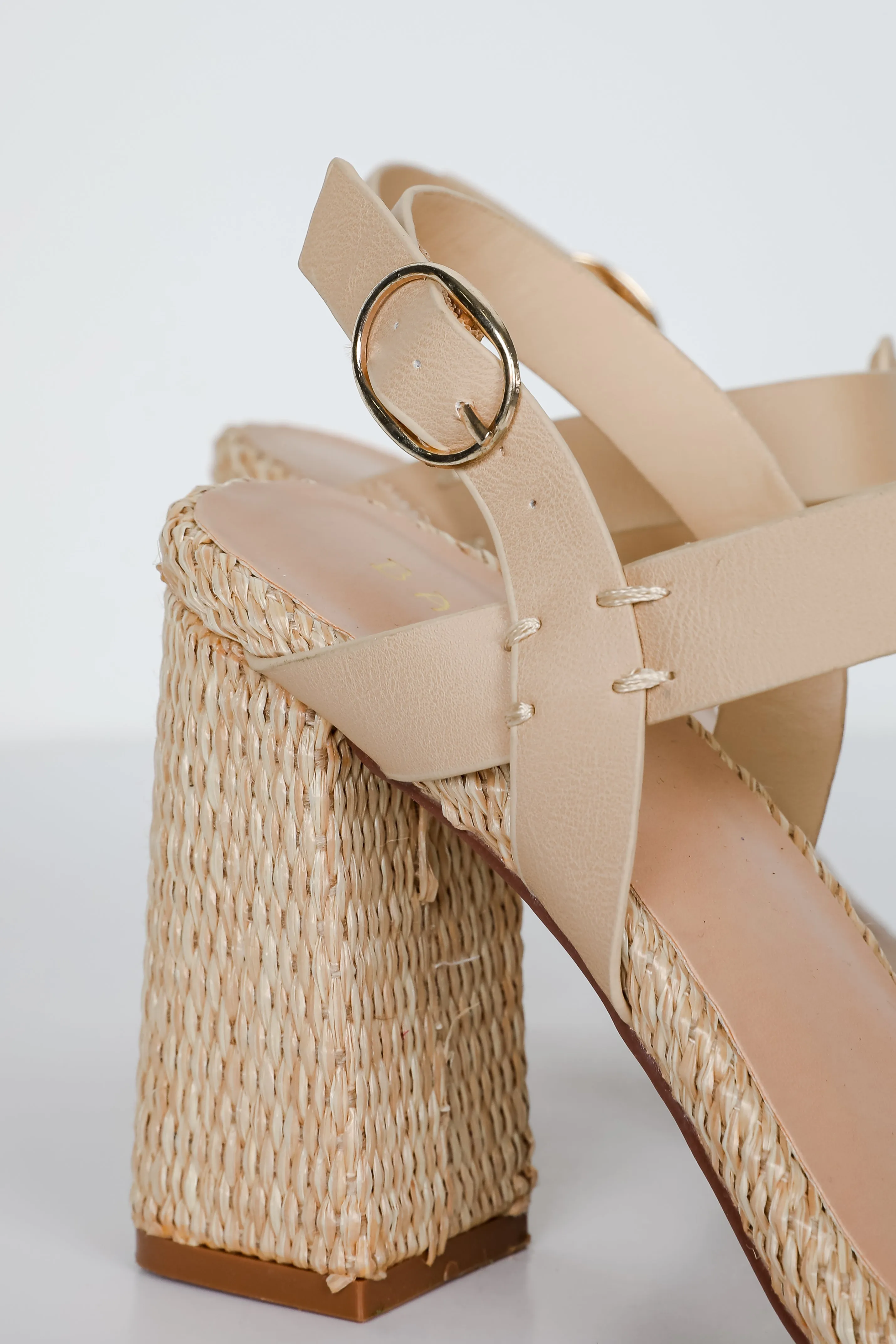 Lovely Steps Natural Raffia Heels