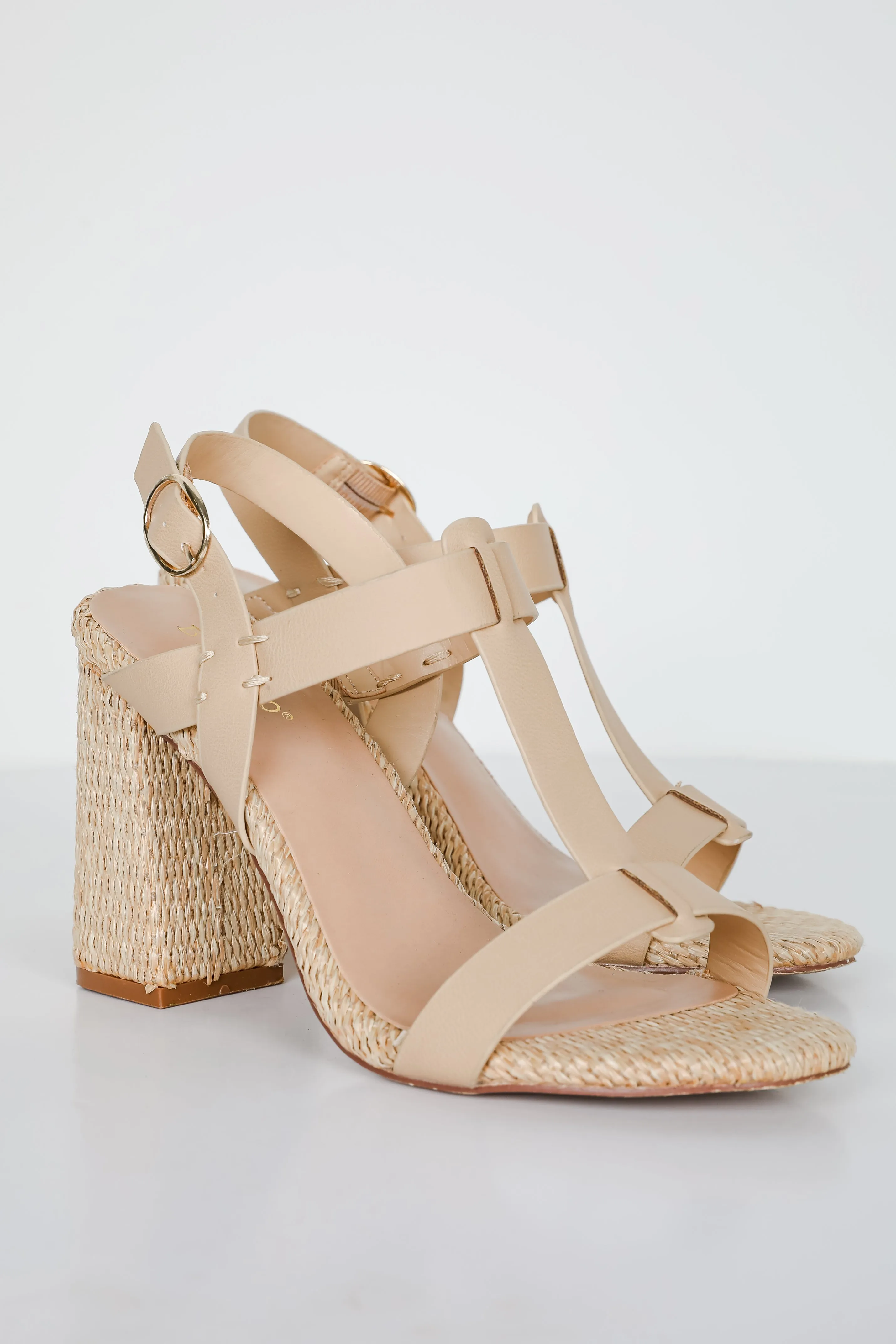Lovely Steps Natural Raffia Heels