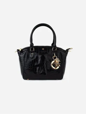 Madison Mini Croc Vegan Leather Bag | Black