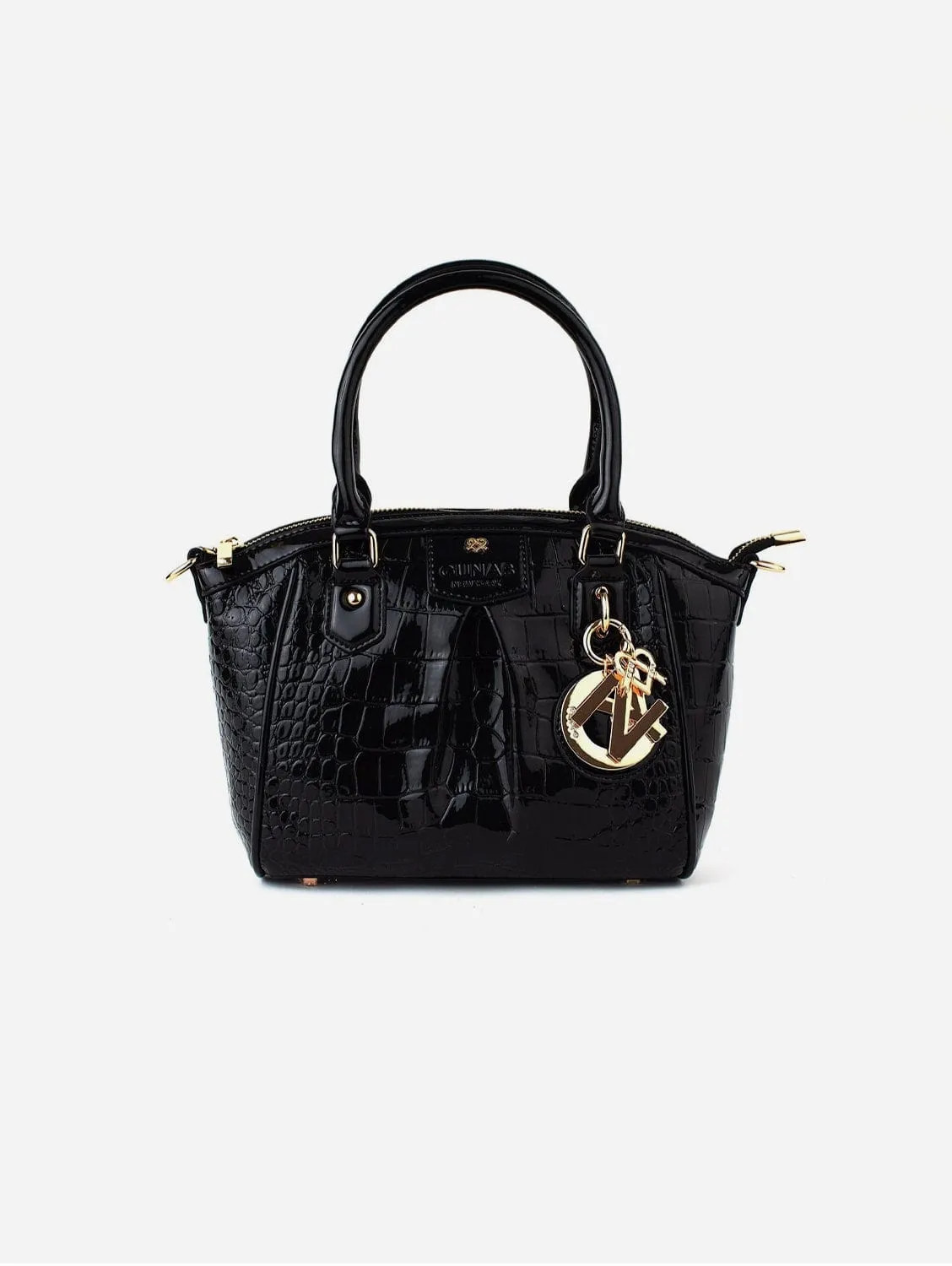 Madison Mini Croc Vegan Leather Bag | Black