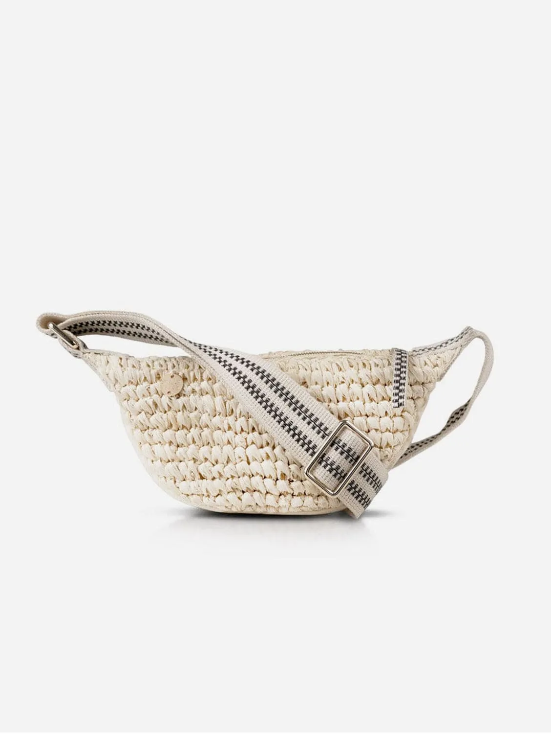 Medewi Raffia Sling Bag | Black & Cream Stripe