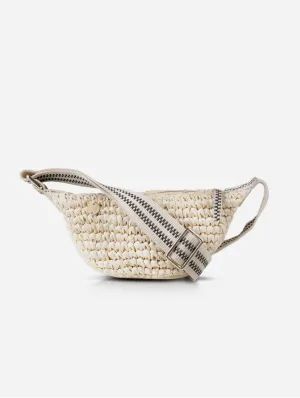 Medewi Raffia Sling Bag | Black & Cream Stripe