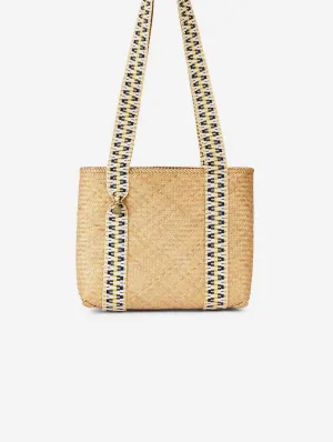 Mentawai Handwoven Bamboo Vegan Small Tote Bag | Natural & Yellow