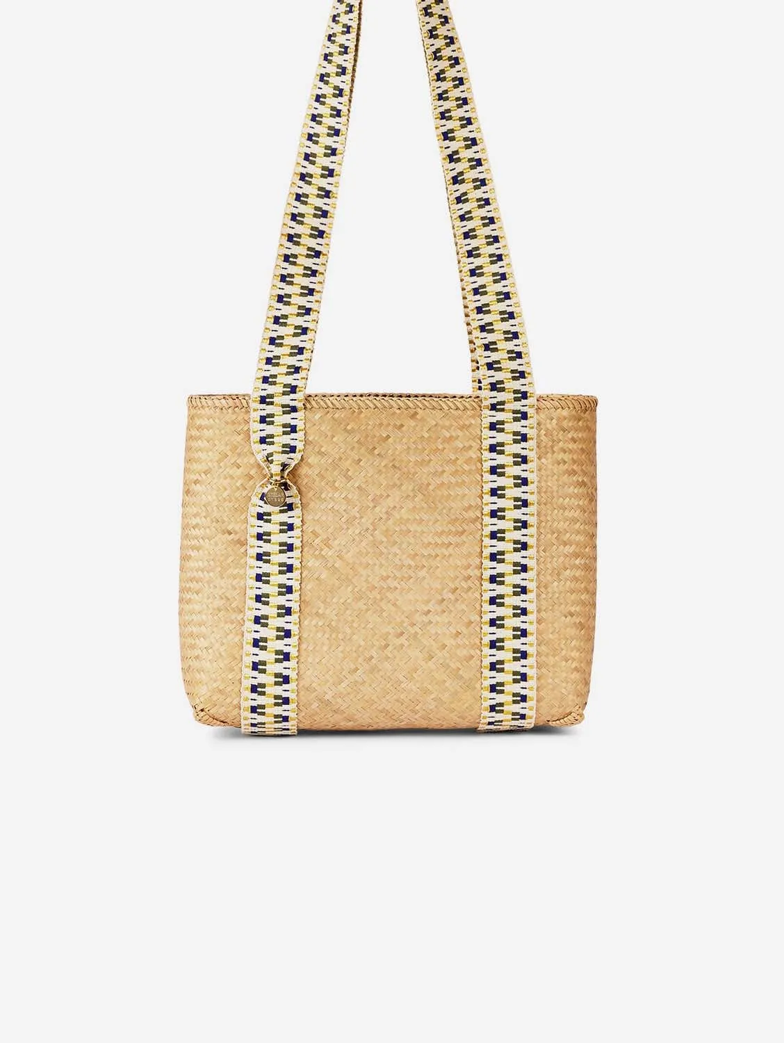Mentawai Handwoven Bamboo Vegan Small Tote Bag | Natural & Yellow