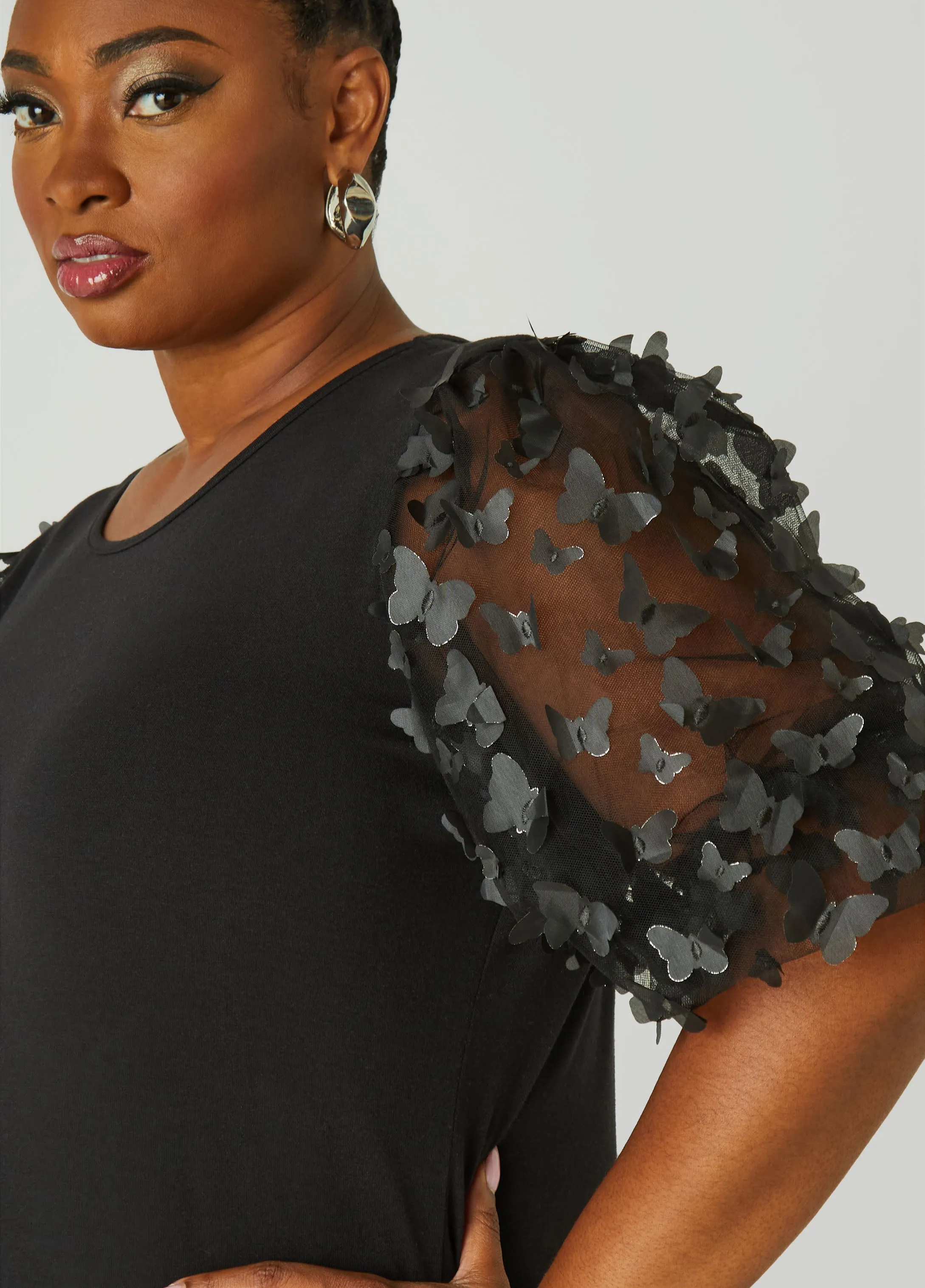 Mesh Paneled Butterfly Tee