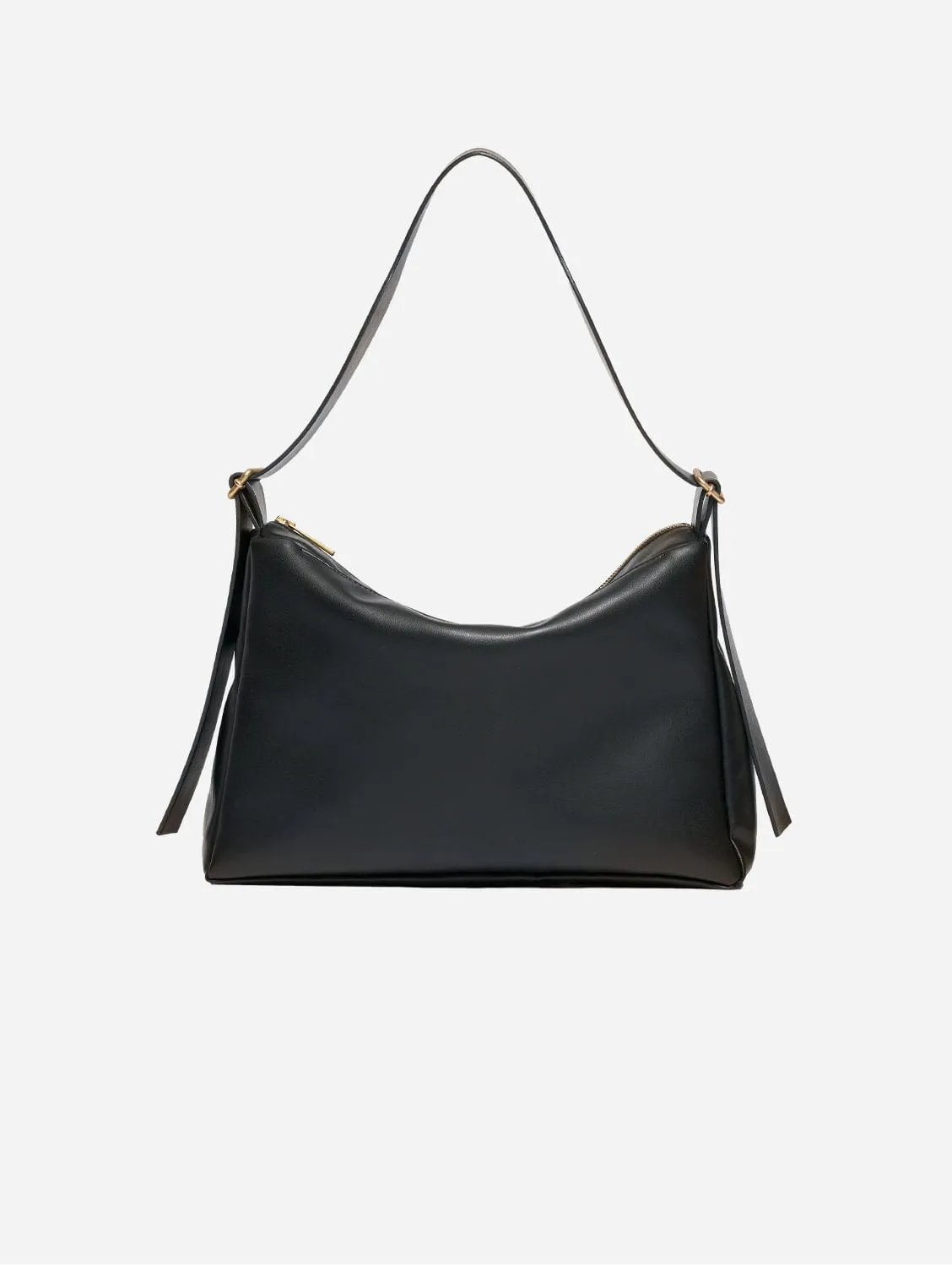 Oleatex Vegan Olive Leather Slouchy Shoulder Bag | Night Black