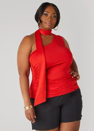 One Shoulder Scarf Neck Top